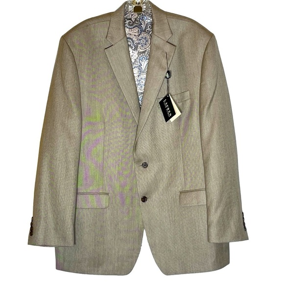 NWT Lauren Ralph Lauren Lela 14RX8188 Men's Tan Blazer Jacket 44 Regular - Picture 1 of 11
